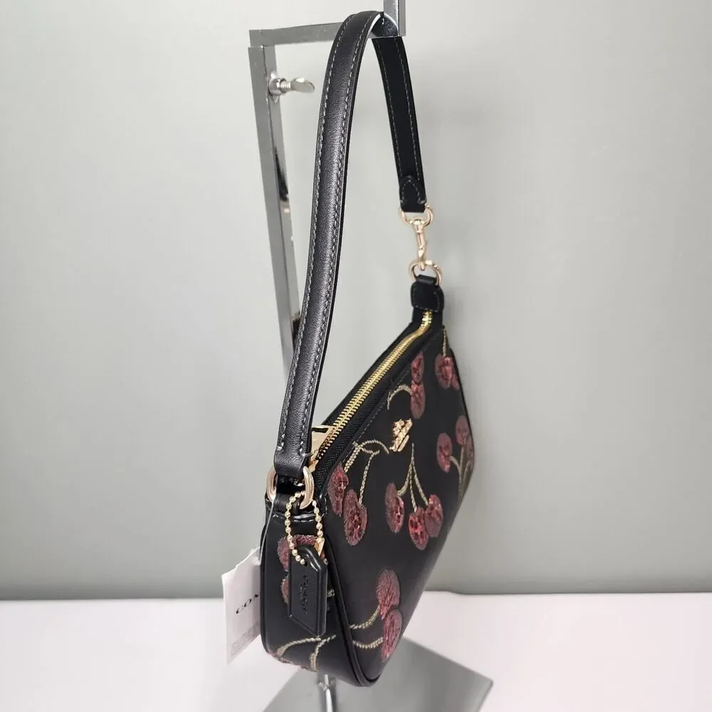 NWT COACH CCZ21 Nolita 19 With Cherry Print In Smooth Leather Gold/Black Multi